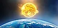 Panoramic view of the Earth and Sun. Elements of this image furnished by NASA.