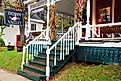 A small business decorates for the fall in Wilmington, Vermont