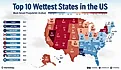 infographic showing the 10 wettest states in the US