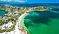 Sombrero Beach, with palm trees in the Florida Keys, Marathon, Florida.