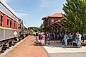 Tourists ready to board the Tygart Flyer in Elkins, West Virginia. Image credit Steve Heap via Shutterstock