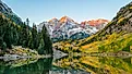 Landscape photo of Maroon Bell at Colorado during the autumn season.