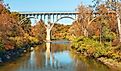 Brecksville-Northfield High-Level Bridge in Cuyahoga Valley National Park in autumn in Ohio.