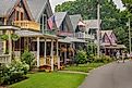 The Gingerbread Houses in Oak Bluffs on Martha's Vineyard. Editorial Credit: Heidi Besen, Shutterstock.com