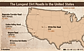 Infographic of the longest dirt roads in the United States. 