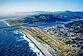 Aerial view of Gold Beach, Oregon.