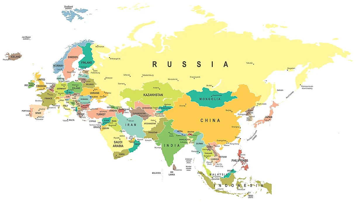 Map Of Asia And Europe Countries 