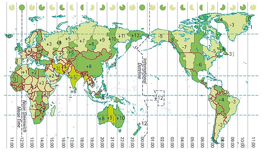 Time Zones Around The World Map