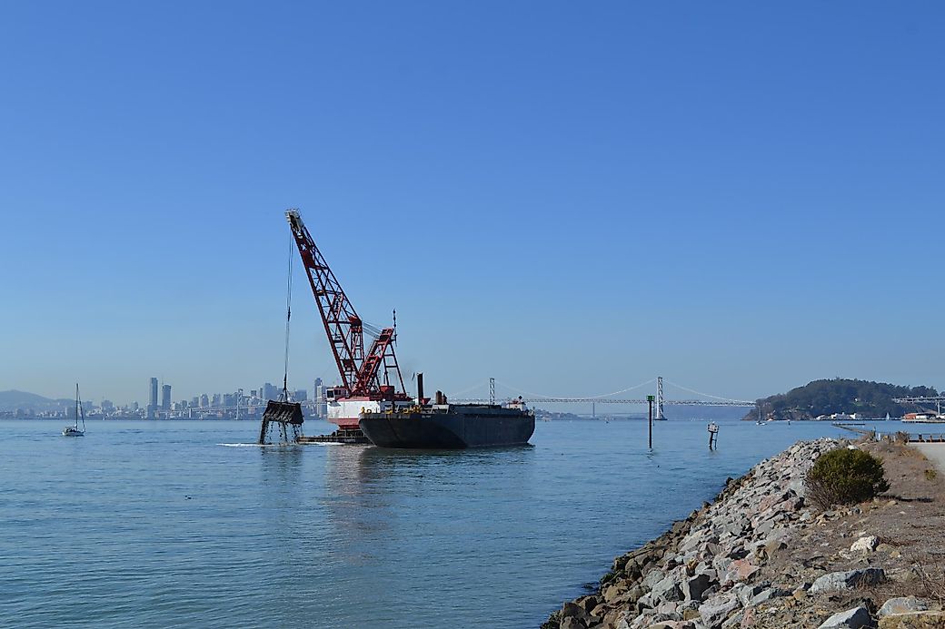 dredging china islands sand sea dredge port chinese south using reefs taken francisco san worldatlas oakland underwater coral building dig