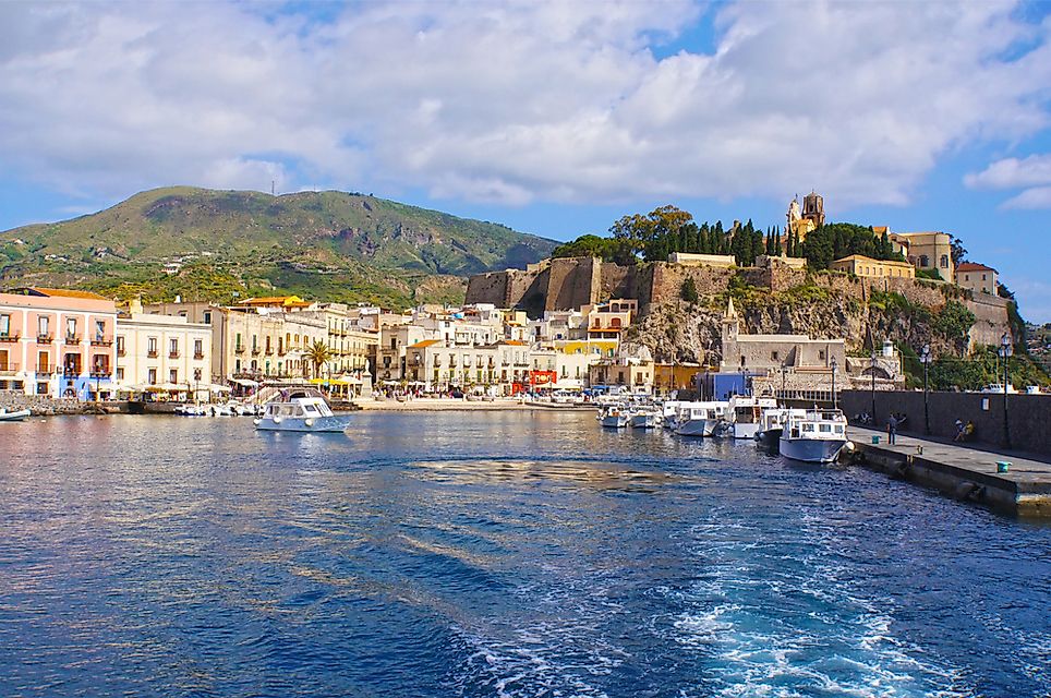 The Eight Aeolian Islands in the Tyrrhenian Sea