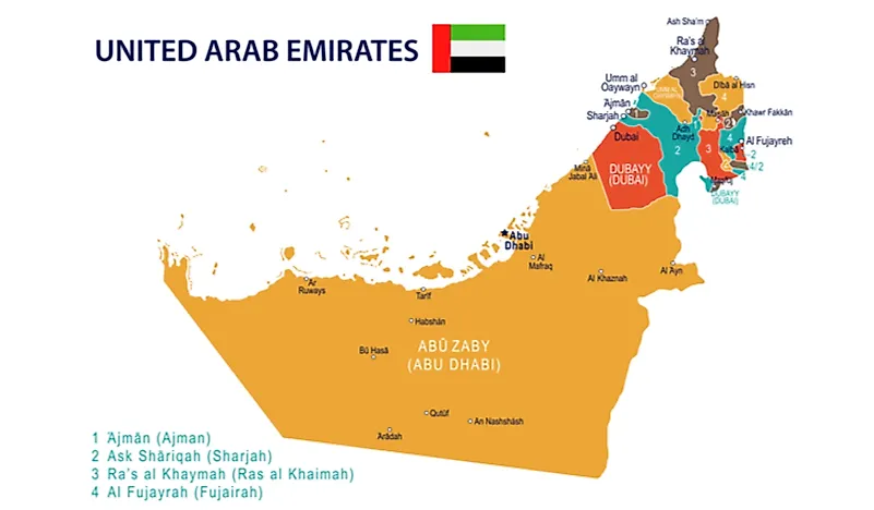 The Seven Emirates Of The Uae Worldatlas Com The Seven Emirates Of The Uae Worldatlas Com