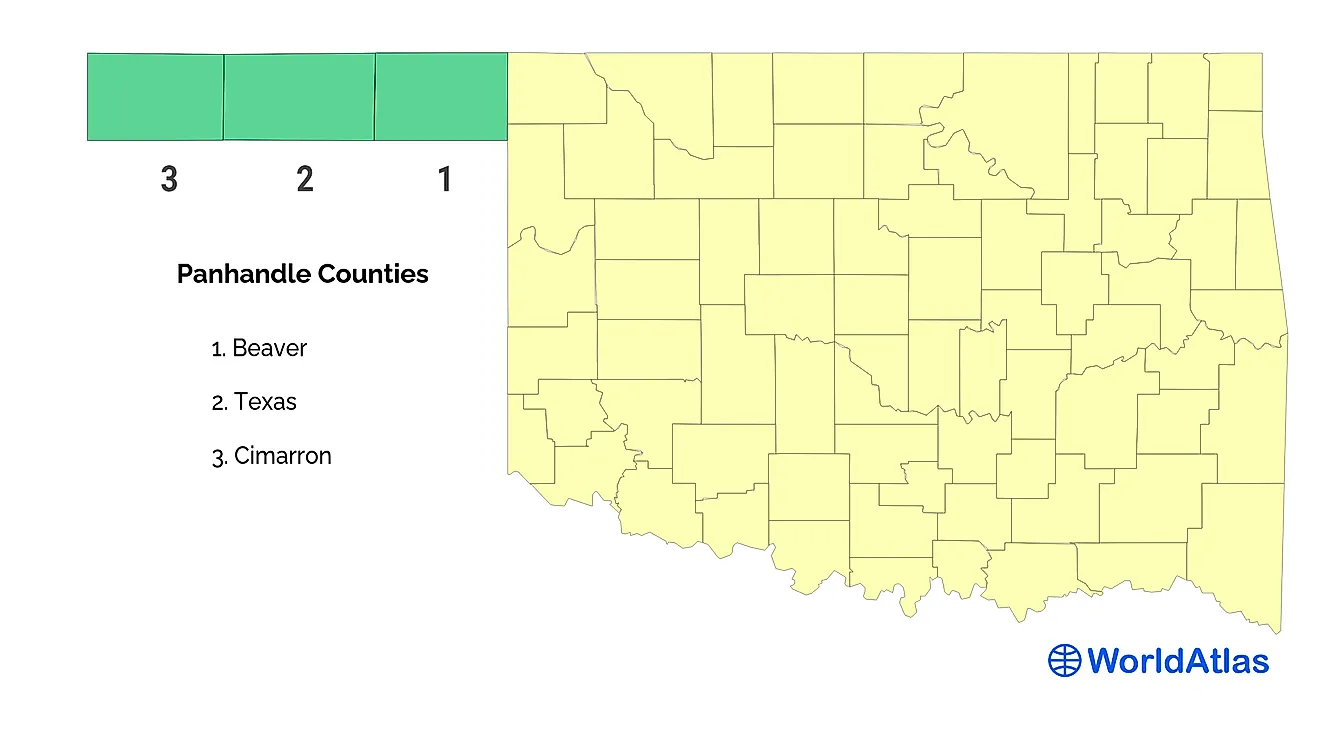 Texas Oklahoma Panhandle Map Oklahoma Panhandle - Worldatlas Texas Oklahoma Panhandle Map Oklahoma Panhandle - Worldatlas