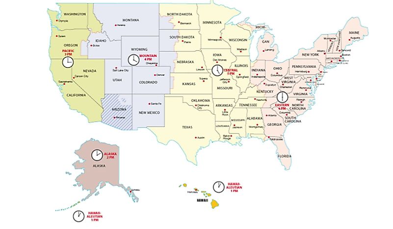 us time zone map and clock