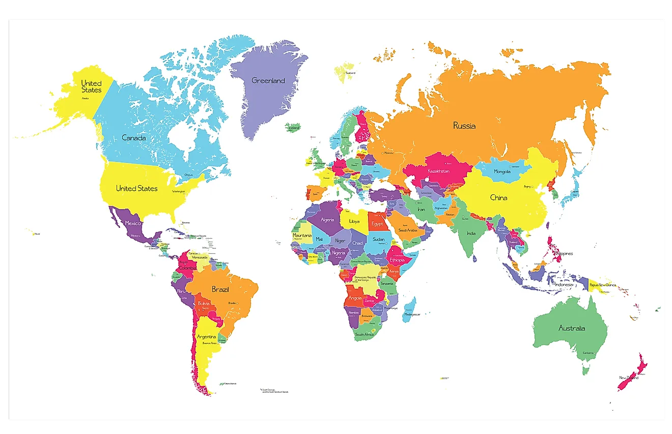World Map With Country Names And Capital Cities