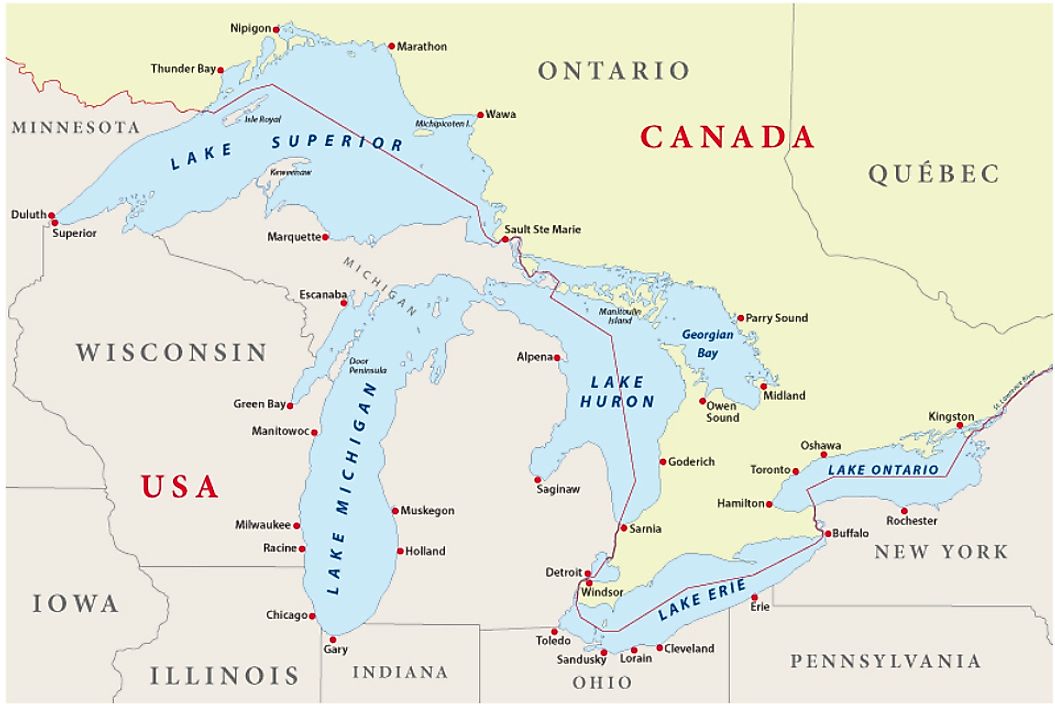 The Eight US States Located in the Great Lakes Region