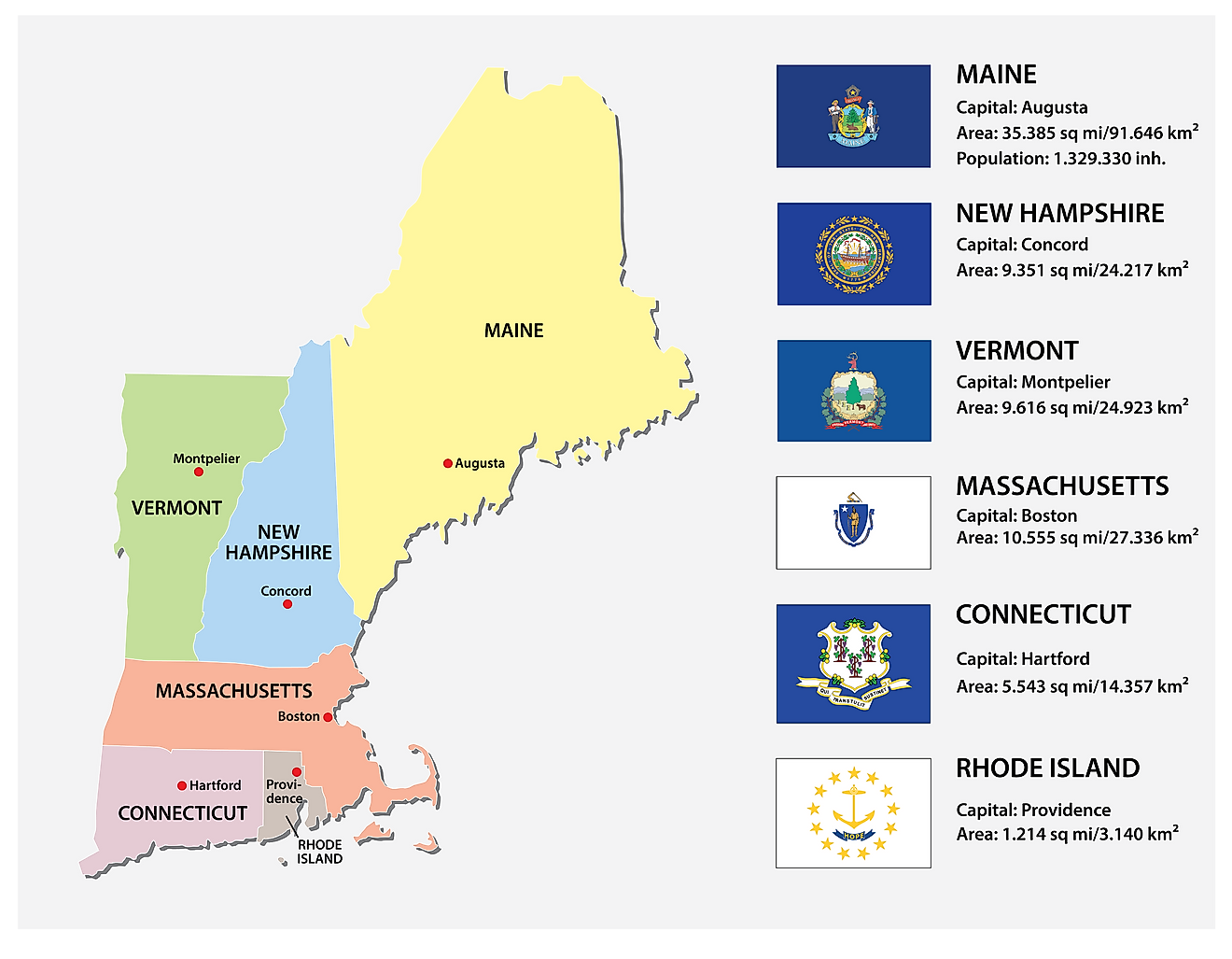 New England States Map