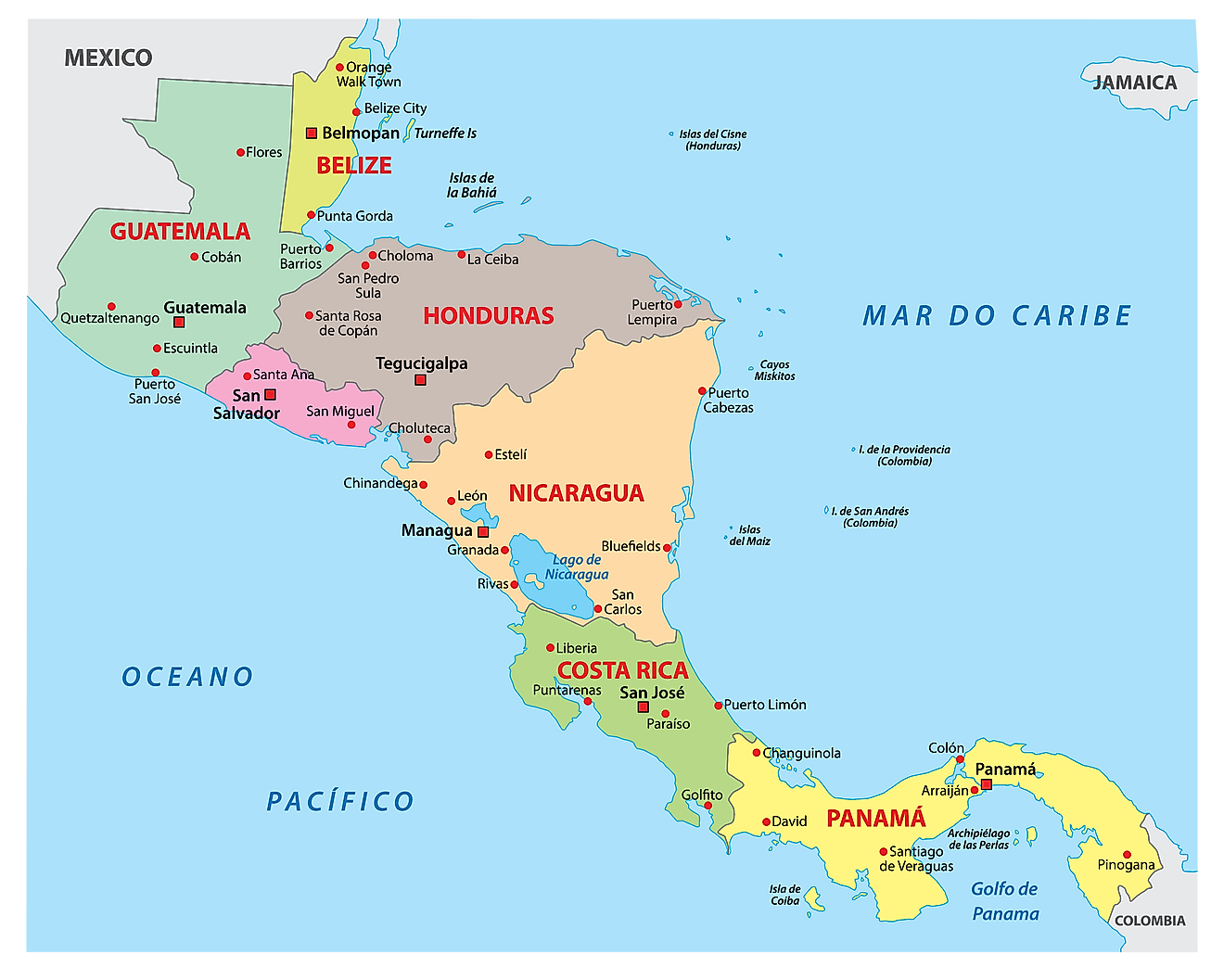 Central America Map 
