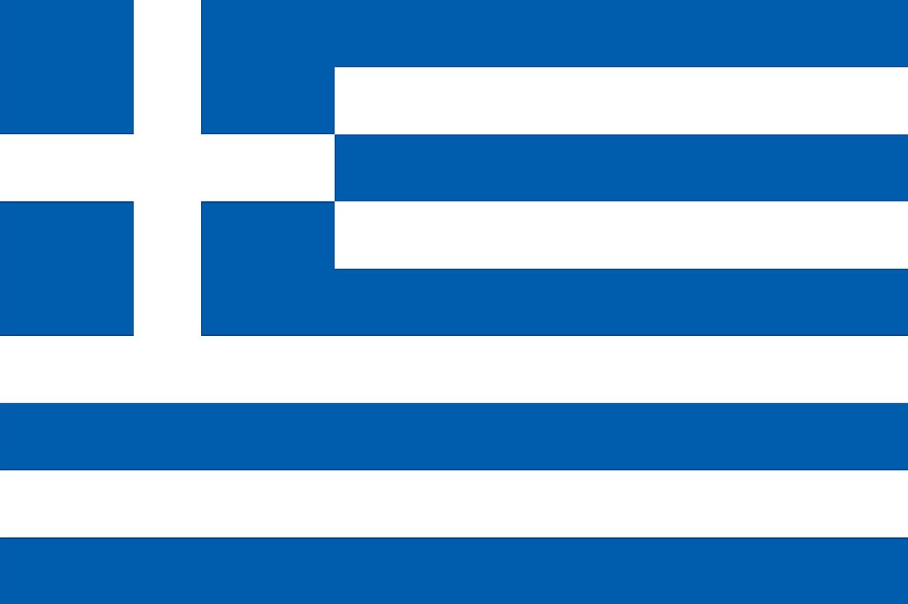 The flag of Greece consists of nine alternating stripes of blue and white and a canton on the upper hoist side