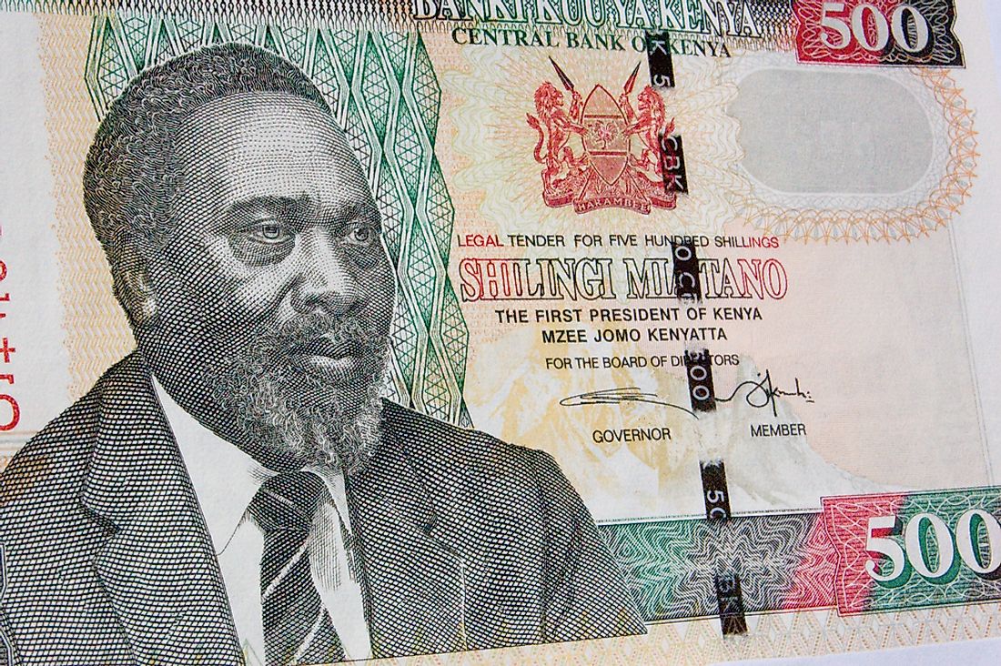 A Kenyan banknote featuring Jomo Kenyatta. 