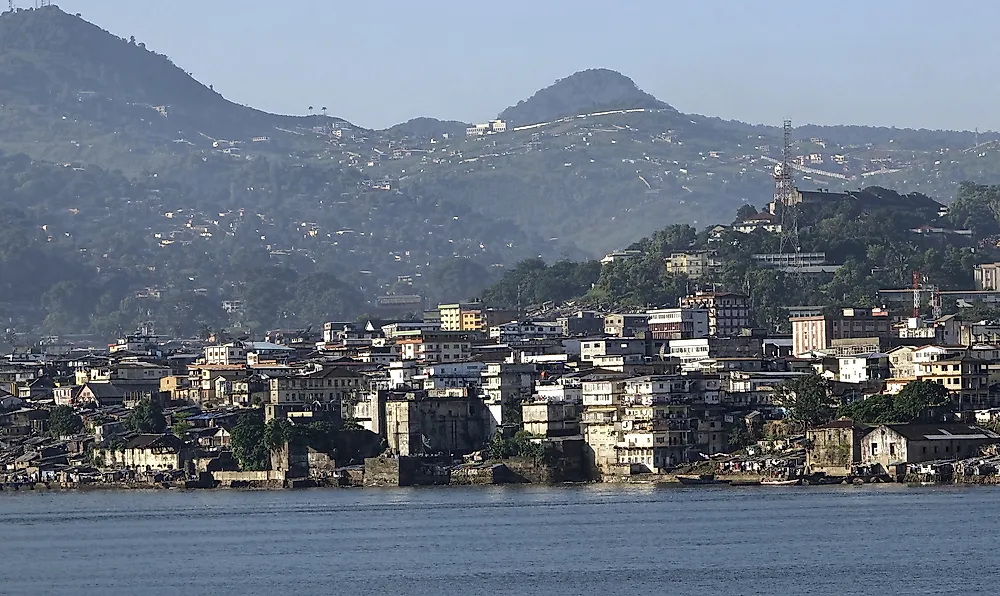 The harbor of Freetown, Sierra Leone. 