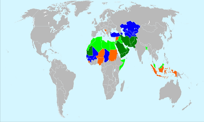  More details Islamic states (dark green), states where Islam is the official religion (light green), secular states (blue) and other (orange), among countries with a Muslim majority.