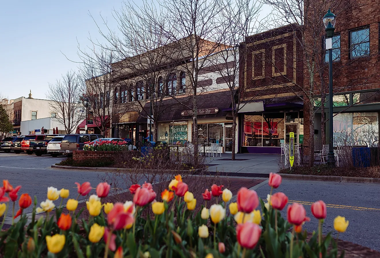 The Main Street Historic District of Hendersonville, North Carolina.
