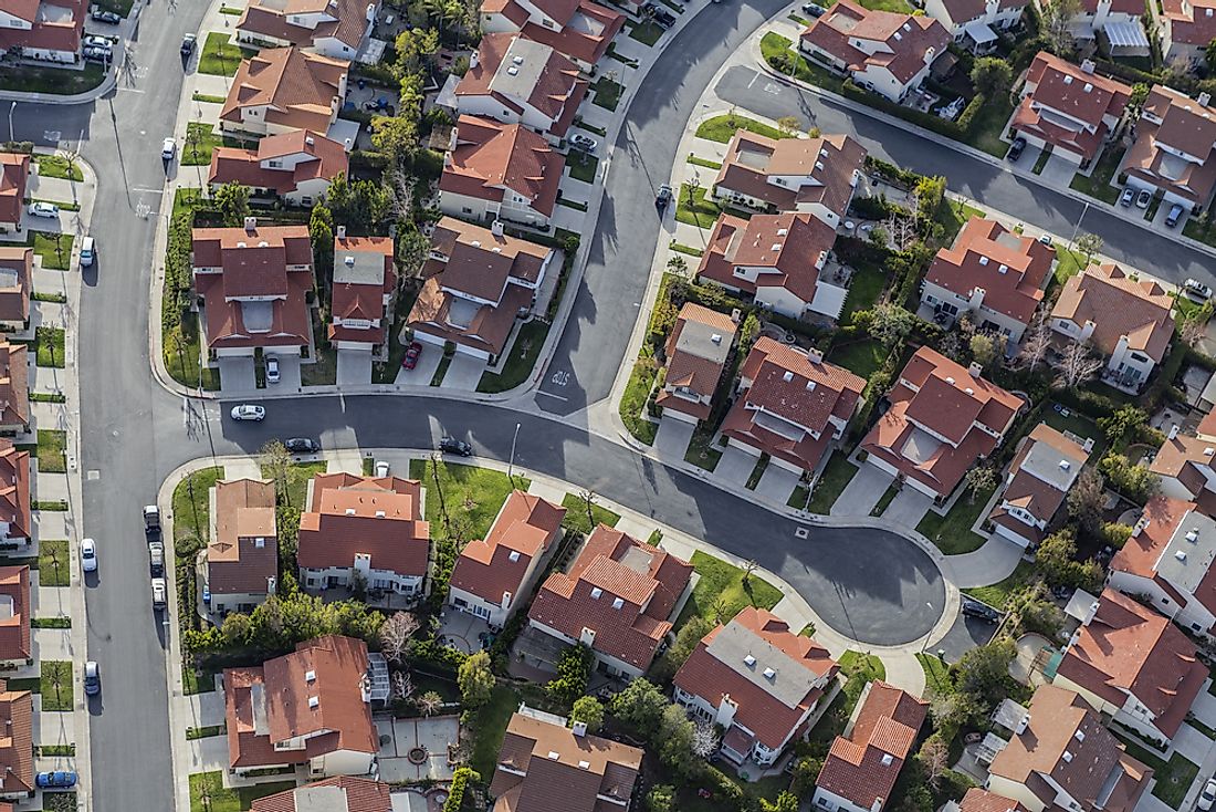 The suburbs of Los Angeles, California. Many residents of Los Angeles spend a wide percentage of their income on housing. 