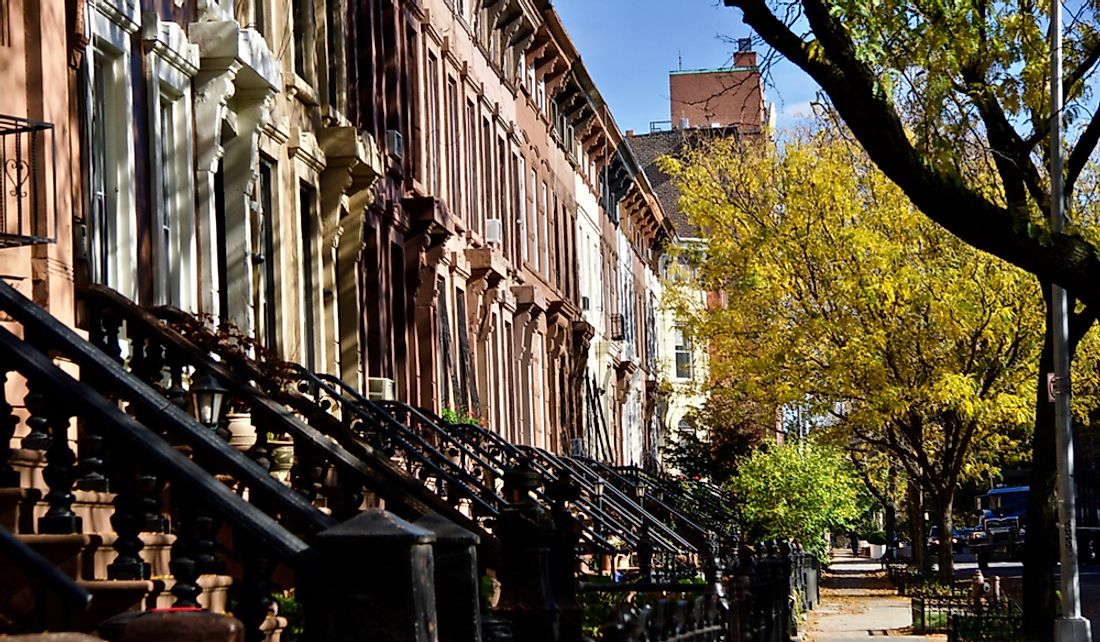 Classic brownstones townhouses in Bedford-Stuyvesant, Brooklyn.