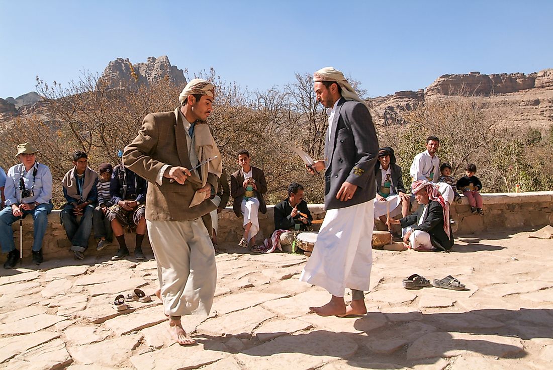 A traditional Yemeni dance. Editorial credit: Stefano Ember / Shutterstock.com. 