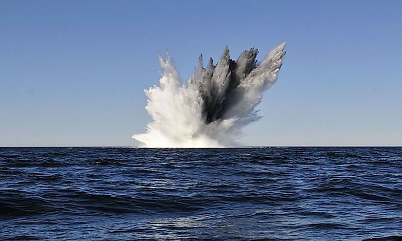Explosion of WWII mine in the Baltic Sea in 2014.