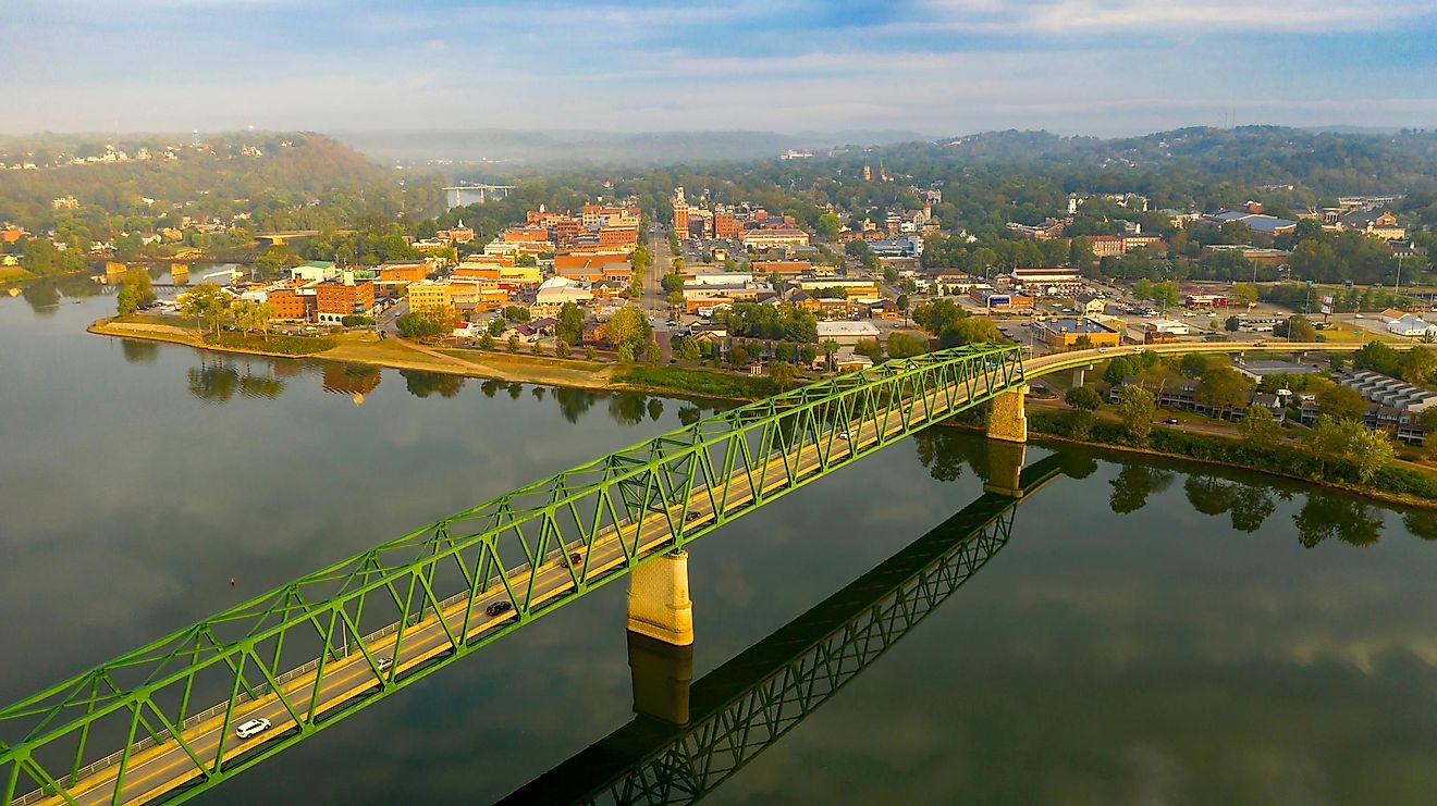 Aerial view of Marietta, Ohio.