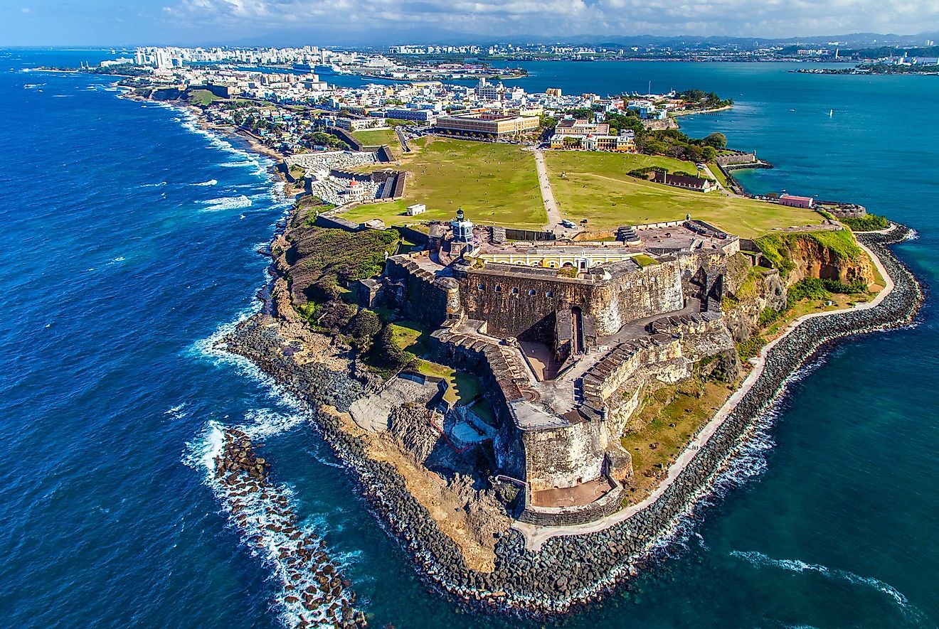 arial view of fort castillo san felipe del morro in san juna, puerto rico