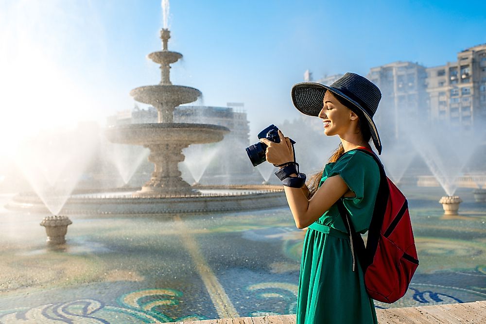 A backpacker in Bucharest, Romania. 