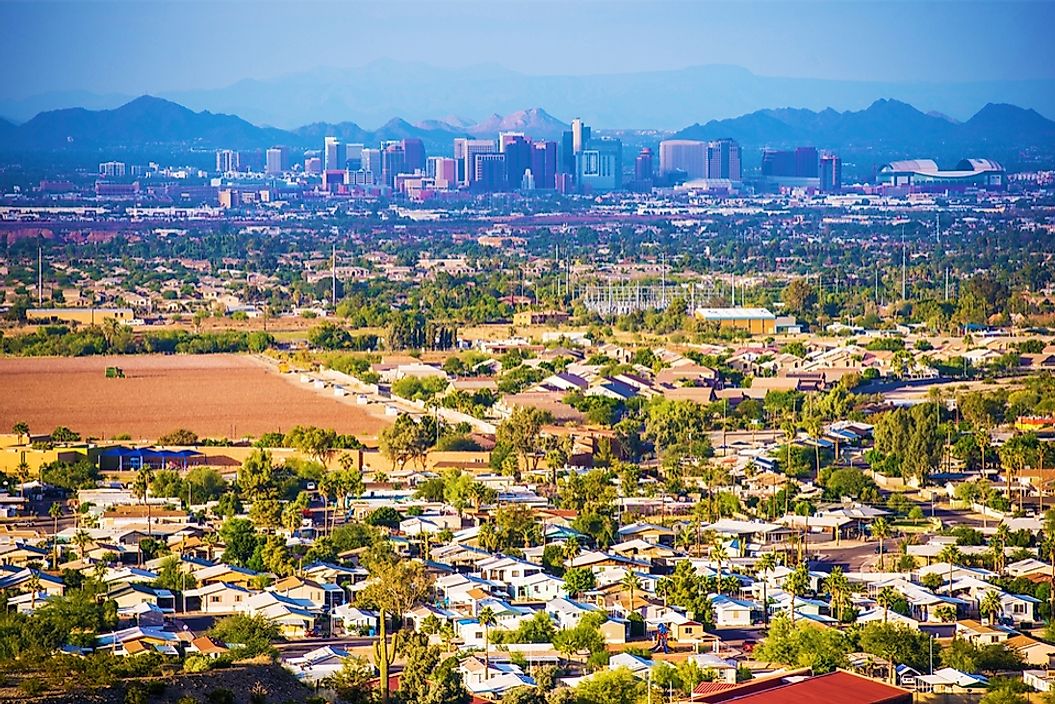 The skyline of Phoenix, Arizona.