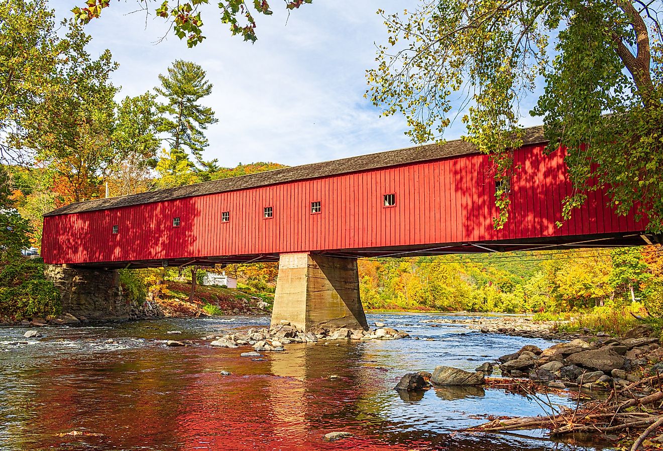 West Cornwall covered bridge over the Housatonic River in Connecticut.