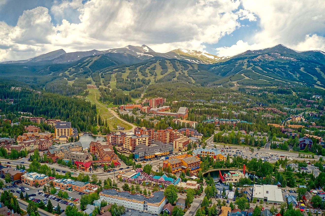 Aerial view of the spectacular town of Breckenridge, Colorado.