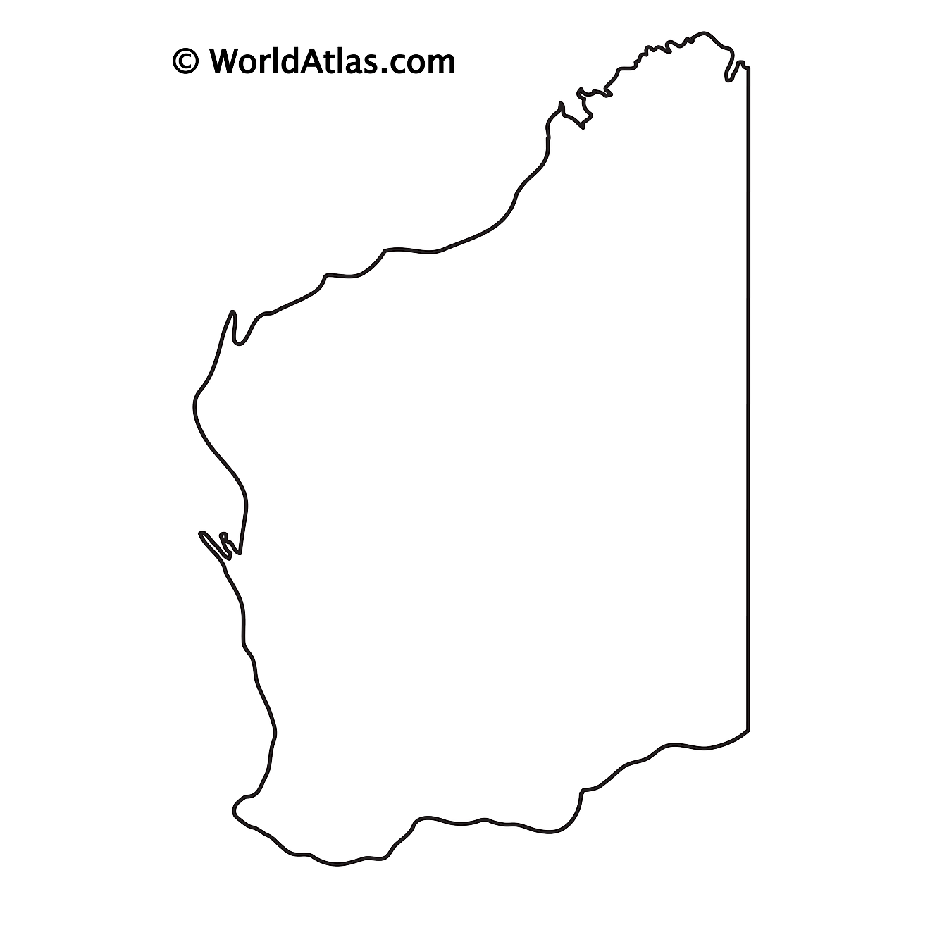 Blank Outline Map of Western Australia