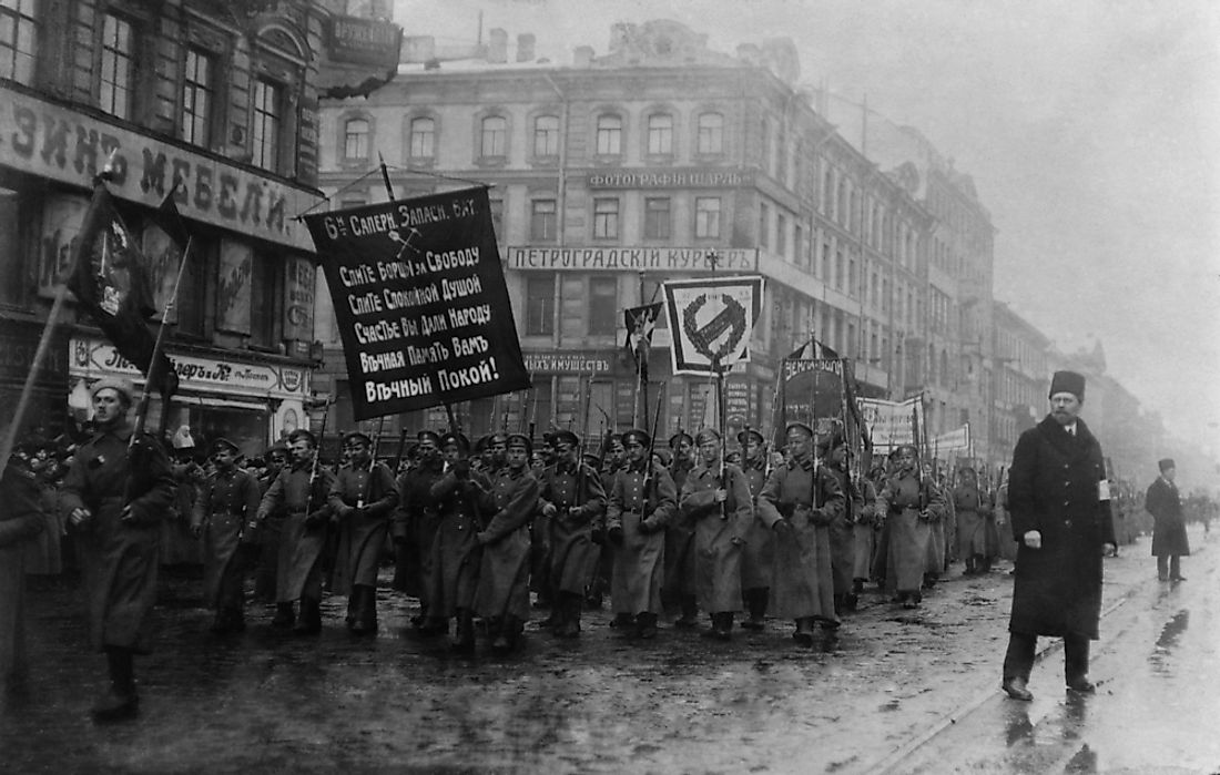 Photo taken on February 26, 1917 during the February Revolution in St. Petersburg, Russia.