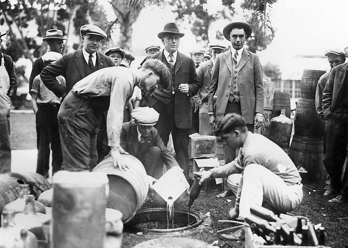  The Orange County (California) Sheriff is shown dumping bootleg booze during times of alcohol prohibition in the United States. 