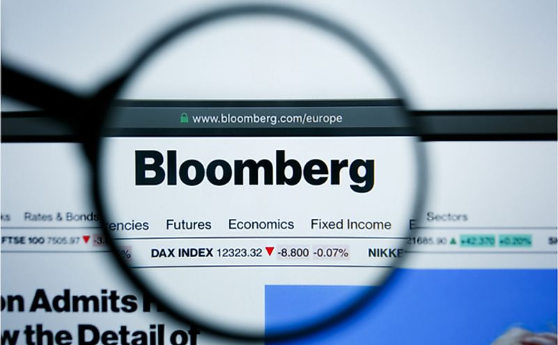 Illustrative Editorial of Bloomberg website homepage. Editorial credit: II.studio / Shutterstock.com
