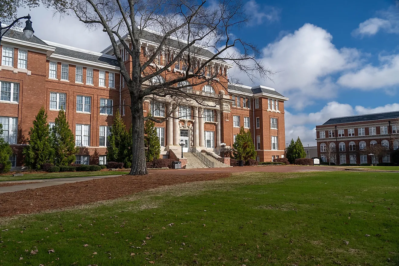 Starkville, MS - December 2020: Lee Hall sits adjacent to the Drill Field, on the campus of Mississippi State University.