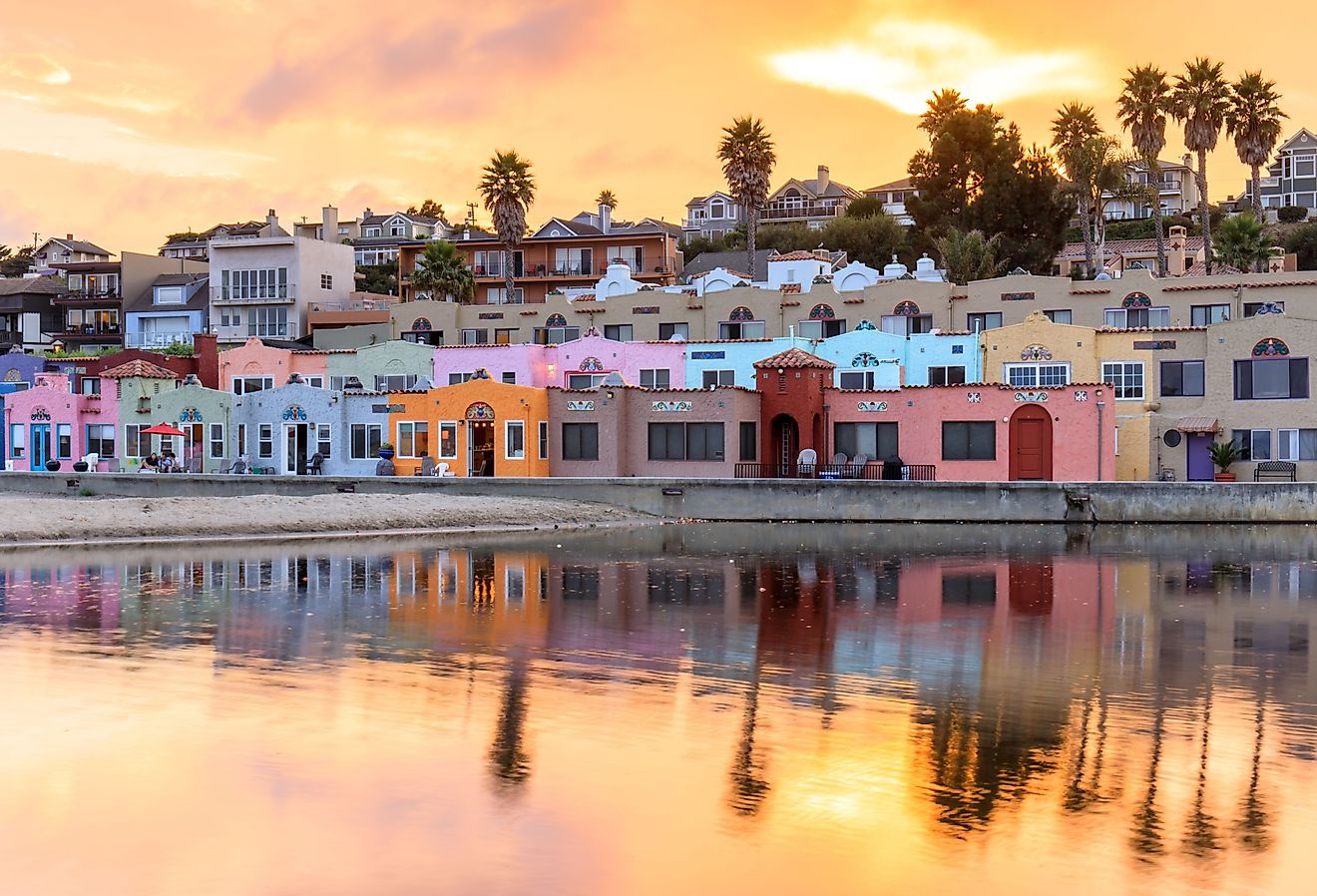 Capitola Village at sunset, California.