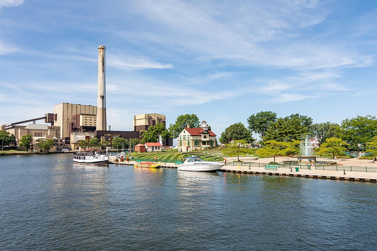 Michigan City harbor on a beautiful late summer morning. Michigan City, Indiana.