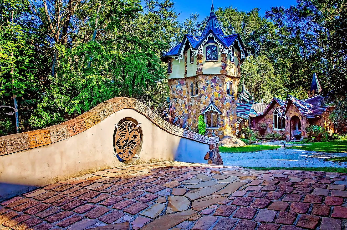  A footbridge leads to Mosher Castle in Fairhope, Alabama. Editorial credit: Carmen K. Sisson / Shutterstock.com.