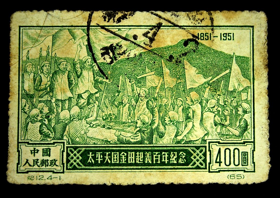 A stamp dating back to 1951 that shows the Taiping Rebellion. Editorial credit: IgorGolovniov / Shutterstock.com.