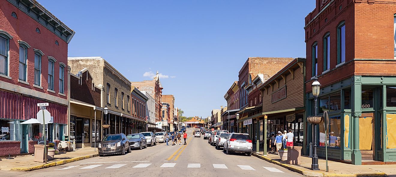 The old business district on Main Street, Van Buren, Arkansas. Editorial credit: Roberto Galan / Shutterstock.com.
