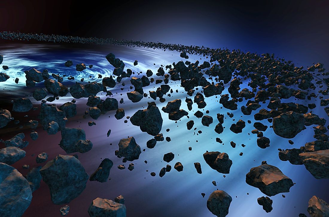 A 3D rendering of the asteroid belt. 