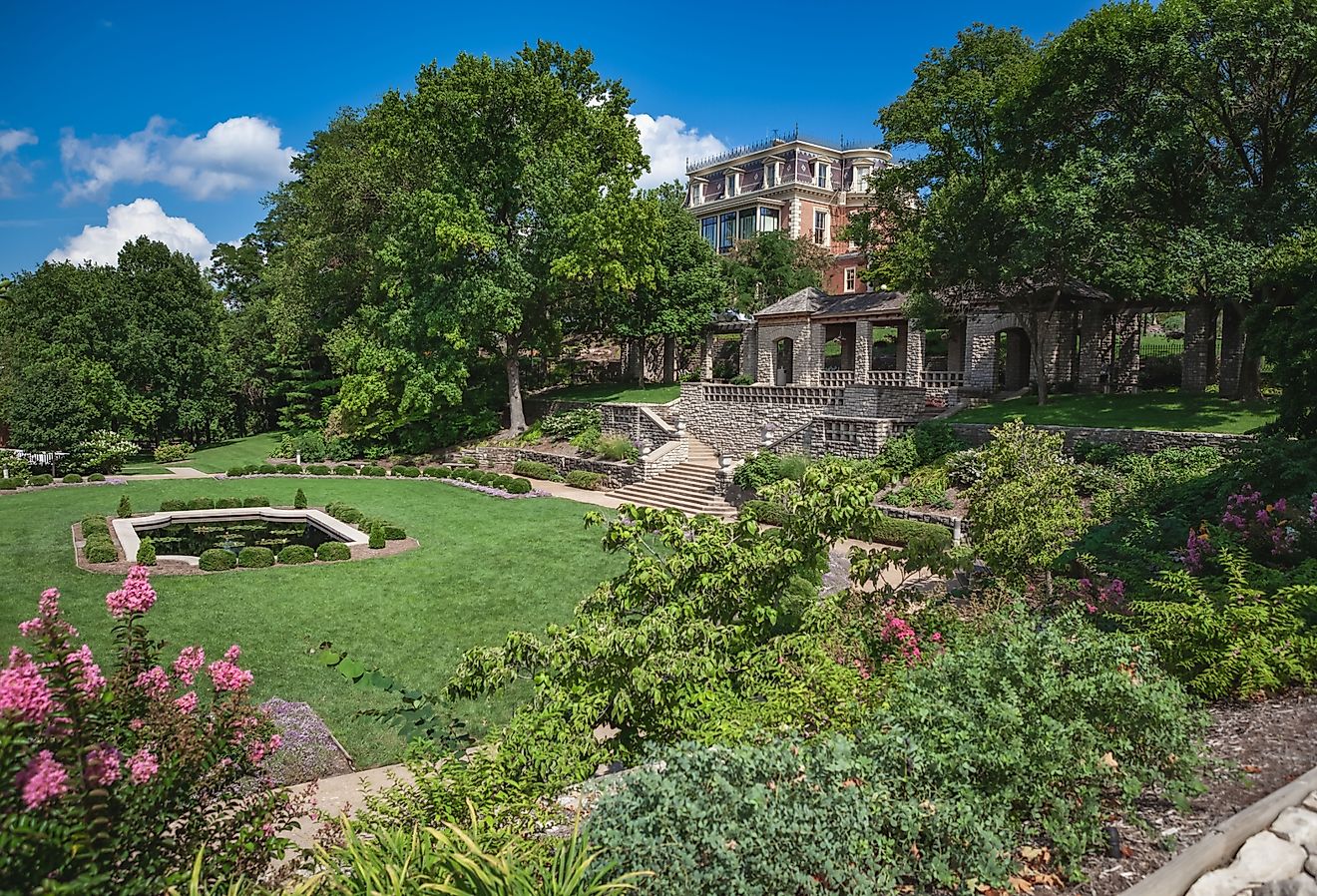 Carnahan Memorial Garden at the rear of the Missouri Governor's mansion in the Missouri State Capitol Historic District in Jefferson City, Missouri. Image credit eurobanks via Shutterstock.