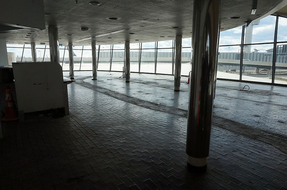 Abandoned airport terminals often have an eerie appearance. 