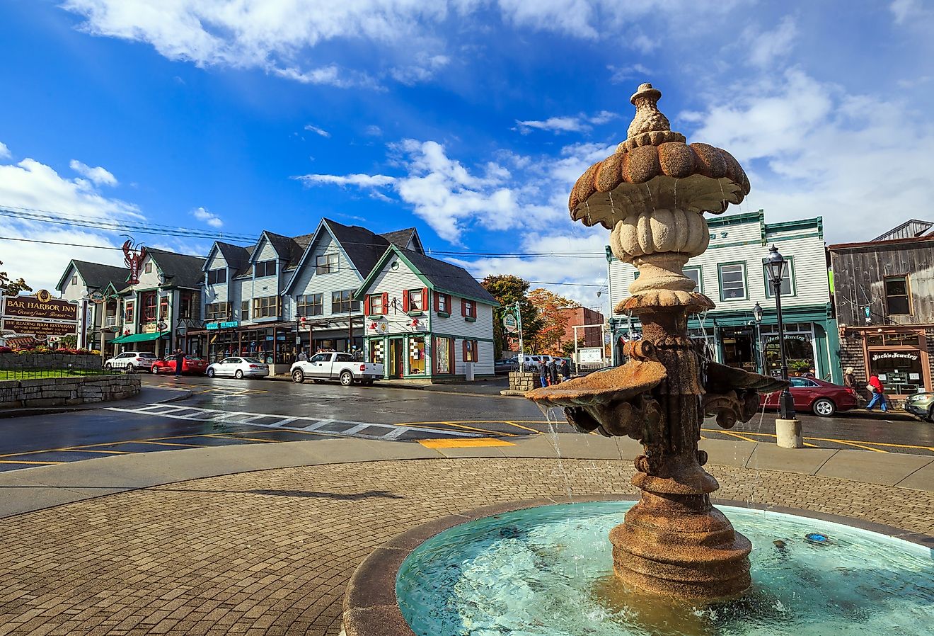 Bar Harbor architecture in downtown near Frenchman Bay in Maine. Image credit f11photo via Shutterstock
